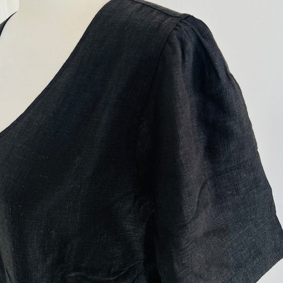 NWT Nicole Miller Original Ladies' Black Pleated Hem Linen Blend Tee Shirt Dress - Picture 7 of 11